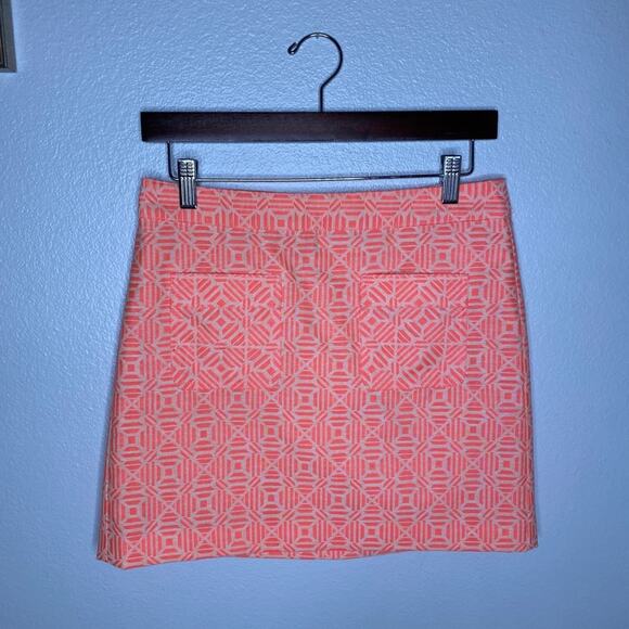 Gap Geo Print Coral Skirt Size 0 Petite - Picture 1 of 8